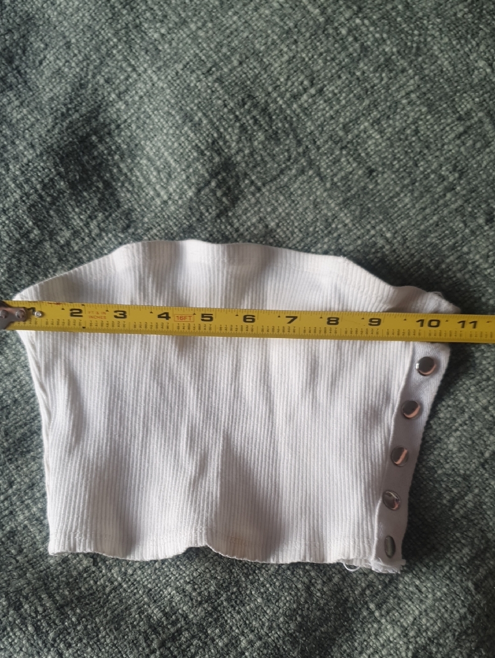 White Ribbed Snap-Button Bandeau Top - Picture 5 of 9